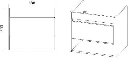 Viant Тумба с раковиной Бостон 60 1 ящик подвесная белая/дуб вотан – фотография-8